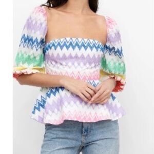 ANTHROPOLOGIE | YUMI KIM New Cherise Embroidered Puff Sleeve Top Women’s Size M